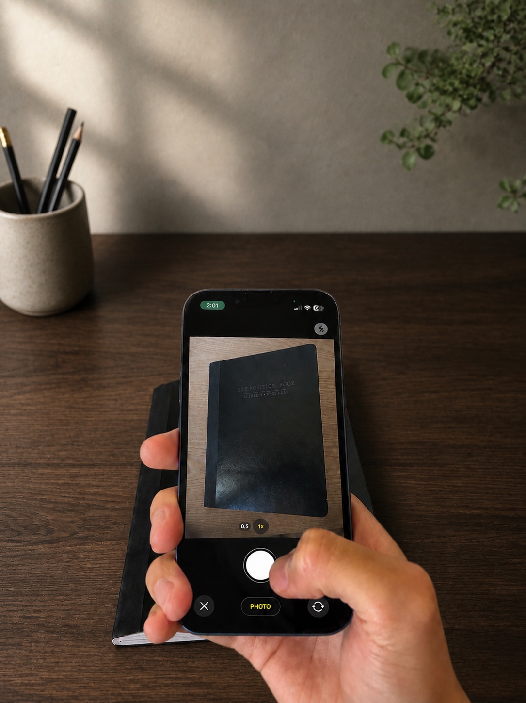 Using Pestr to dismiss a task by taking a picture of a notebook